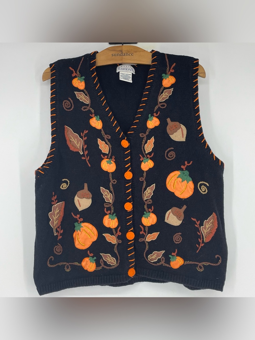 Vintage Halloween Fall Pumpkin knitted vest